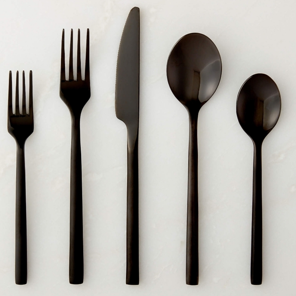 ❤️BUY 2 GET 1 FREE  Rush 20-Piece Brushed Black Flatware Set, Retsil $139.00 USD